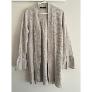 Ivanka Trump Cream Heathered Cardigan Womens Large Flared Cotton Gray